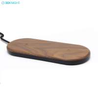 Customize Logo 15W 12V Dual Station Qi Standard Fast Charging Wood Wireless Charger Pad For All Phone