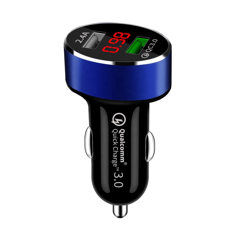 QC3.0 Dual USB Car Charger With LED Display Universal Mobile Phone Car-Charger for Xiaomi Samsung S8 iPhone 6s 8 11 Plus Tablet